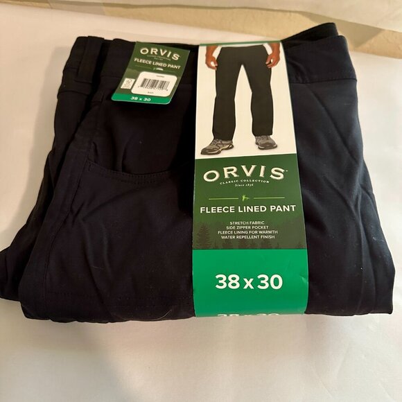 Orvis Men's Fleece Lined Pant Size 38X30 Water Repellent Finish Stretch Fabric - Picture 6 of 13